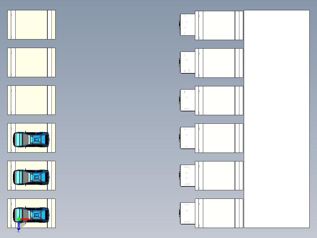 AGV搬运的自动泊车模拟俯视图