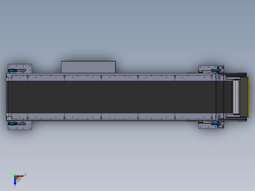 三段伸缩式带式输送机的三维设计俯视图