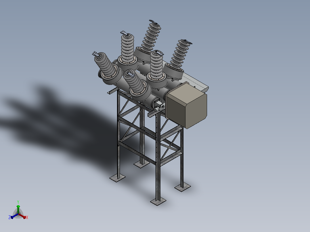 SF6 72 kV 高压断路器（ABB）正等轴测图