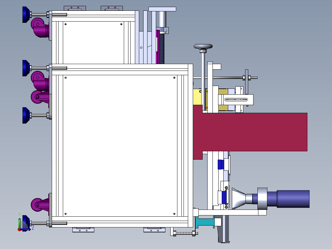 移动印刷机（sw可编辑+工程图+BOM）左视图