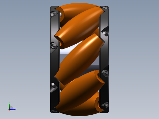 麦克纳姆轮3D图纸 AGV驱动轮 机械设计参考资料设计素材3D图纸左视缩略图