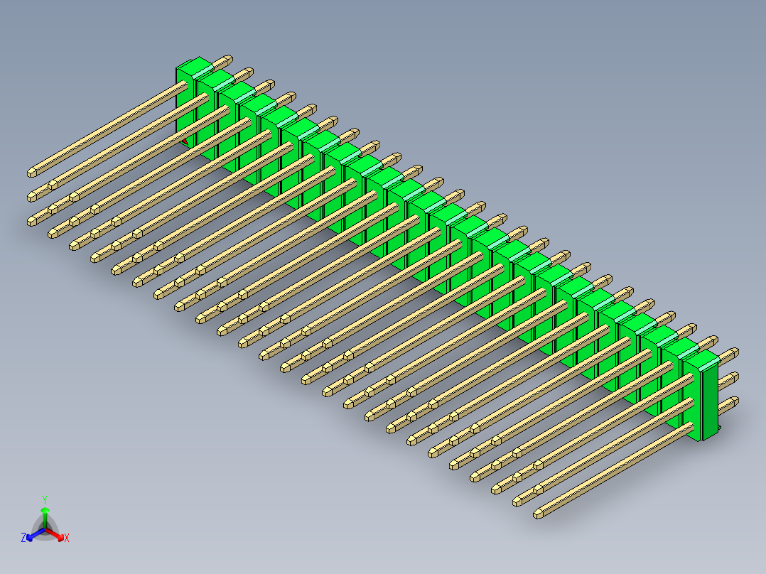 彩色公头100mil（2.54mm）系列-DS1021_green_3x25p_100mil_Type19_rev1.0主视图
