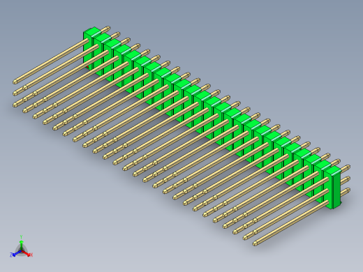 彩色公头100mil（2.54mm）系列-DS1021_green_3x25p_100mil_Type19_rev1.0正等轴测缩略图