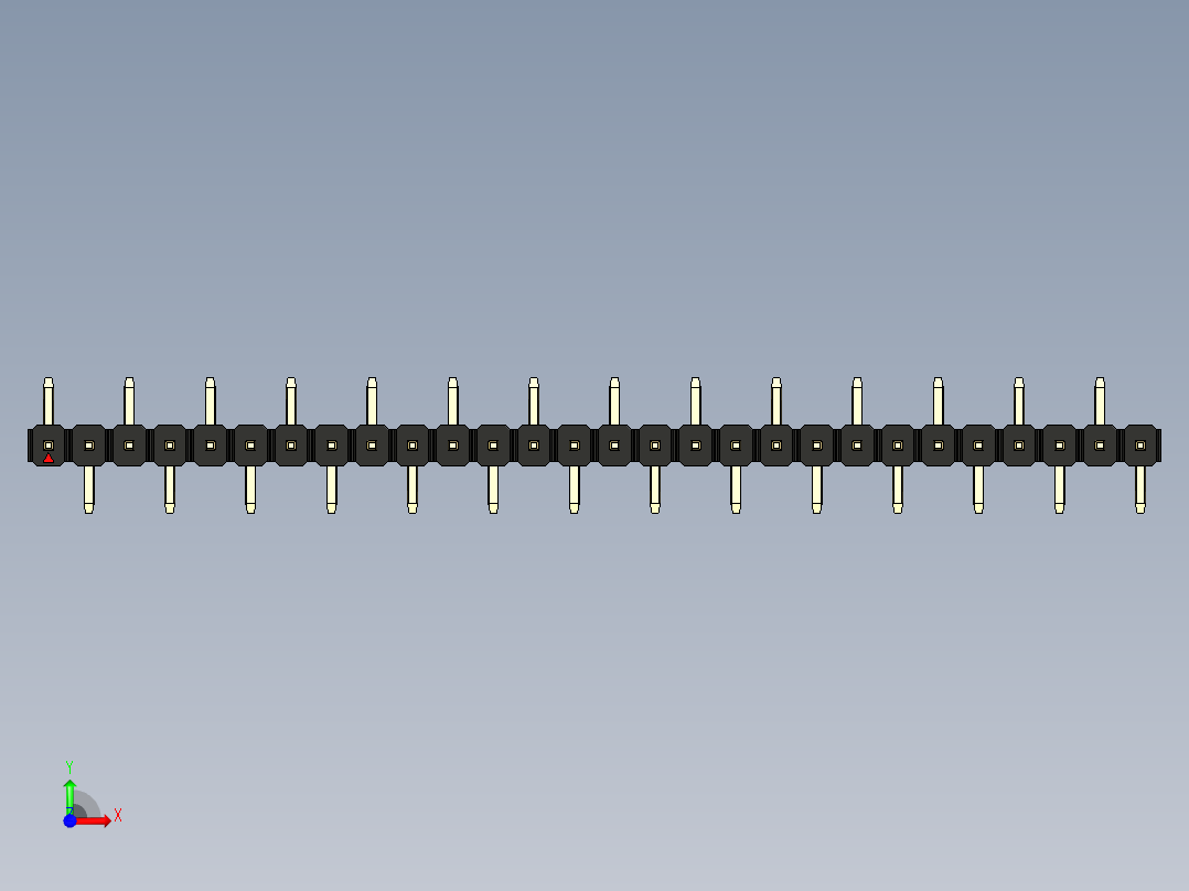 彩色公排针 100mil 2.54mm 系列-DS1022_black_28p_100mil_Type_SMT_R1_rev1.0前视图