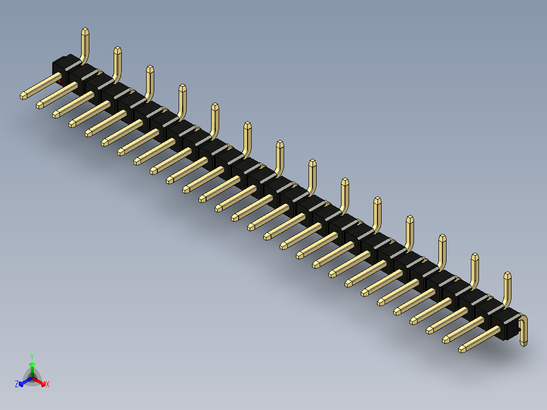 彩色公排针 100mil 2.54mm 系列-DS1022_black_28p_100mil_Type_SMT_R1_rev1.0正等轴测图