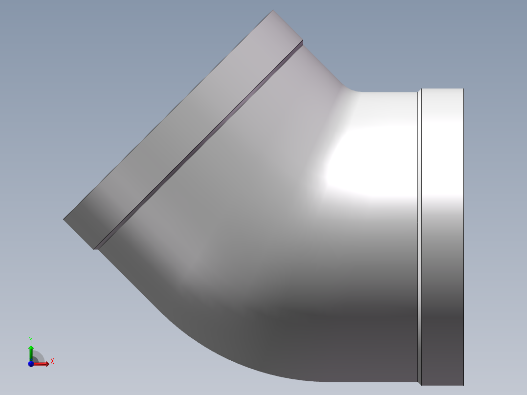 弯头-45°等径 DN65前视图