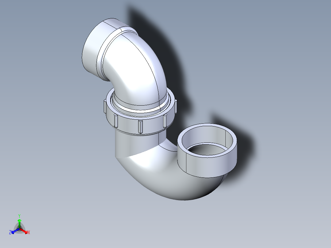 船舶管路系统S28_SeaDrainPLUS_P-TrapUnionConn-SxS_37E172101_1-1-2in Sea Drain Plus - P-TrapUnionConn-SxS主视图