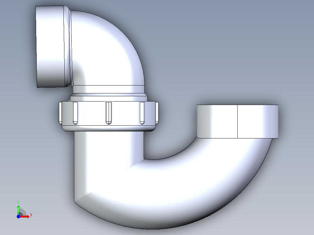 船舶管路系统S28_SeaDrainPLUS_P-TrapUnionConn-SxS_37E172101_1-1-2in Sea Drain Plus - P-TrapUnionConn-SxS前视图