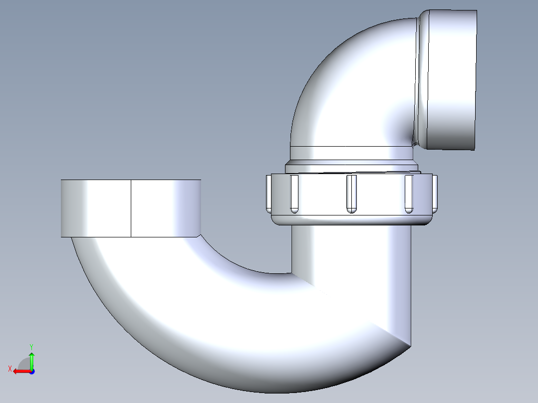 船舶管路系统S28_SeaDrainPLUS_P-TrapUnionConn-SxS_37E172101_1-1-2in Sea Drain Plus - P-TrapUnionConn-SxS后视图