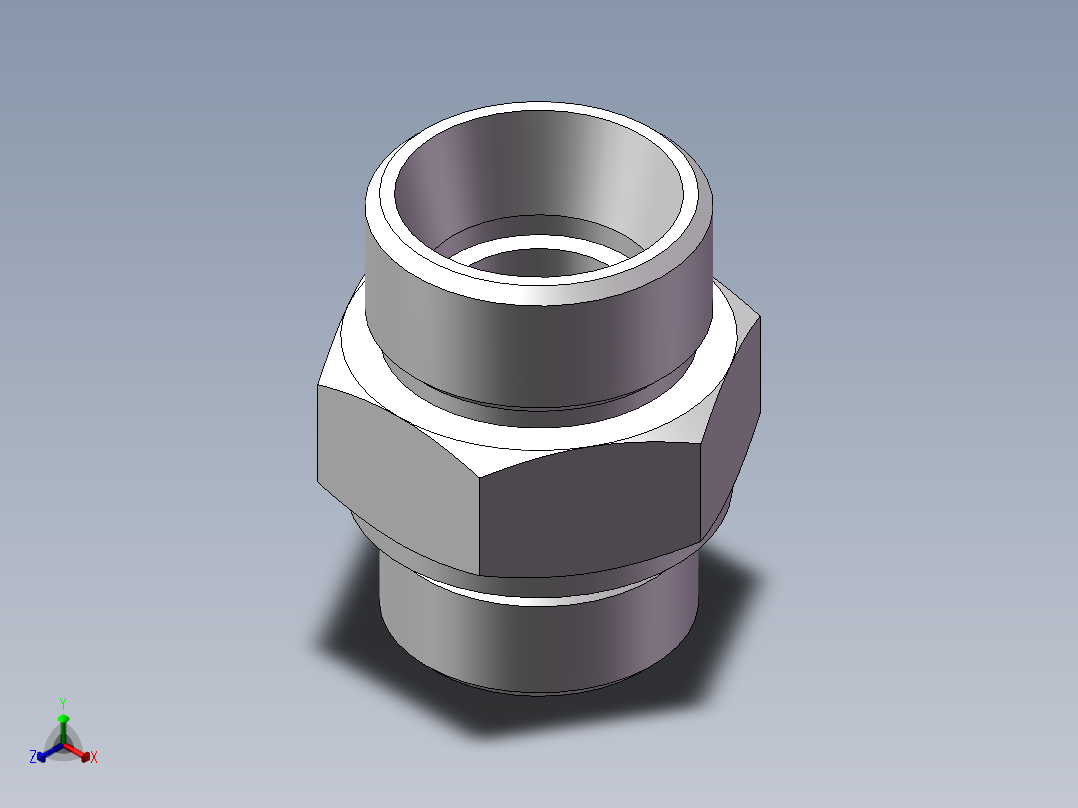 公制螺纹ED密封、1DM-36-33WD正等轴测图