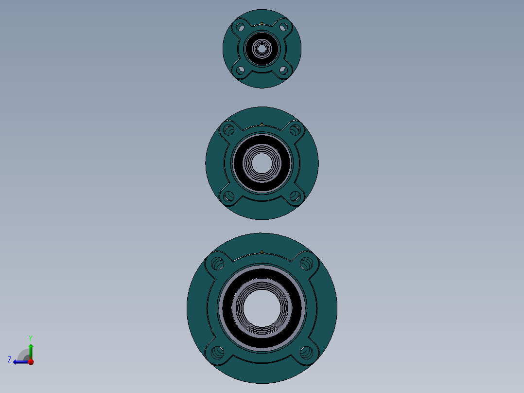 UCFC200系列带座轴承(带座外球面轴承)右视图