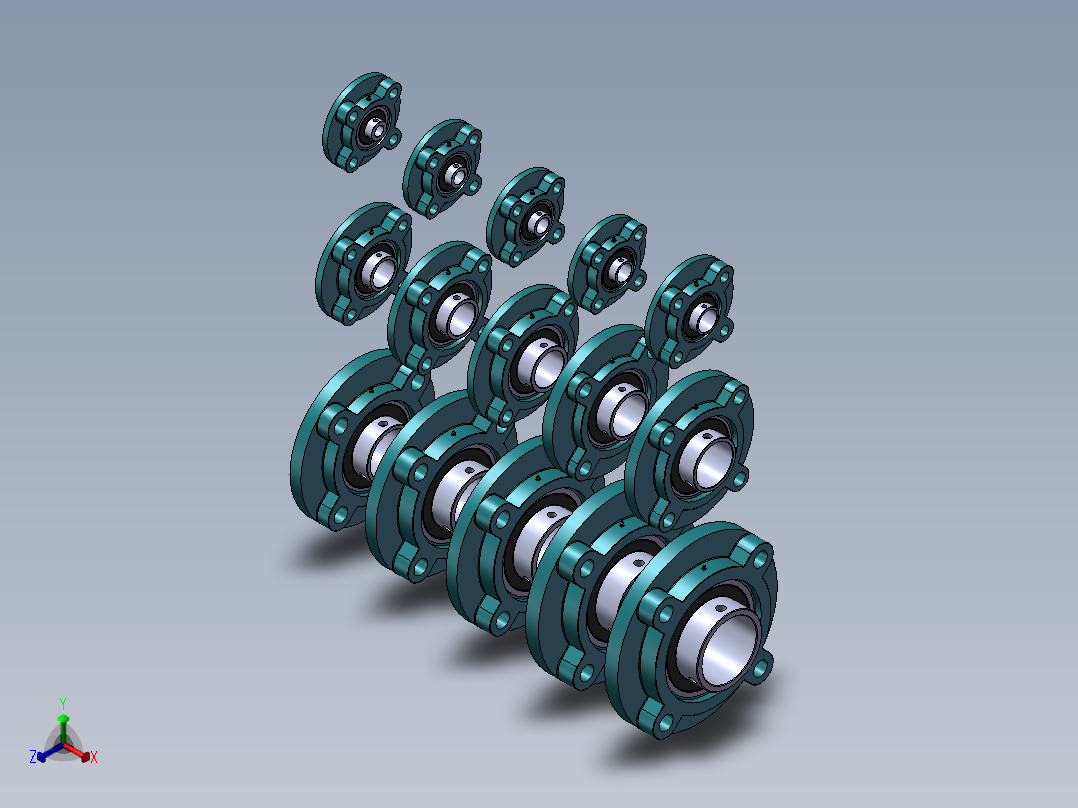 UCFC200系列带座轴承(带座外球面轴承)正等轴测图