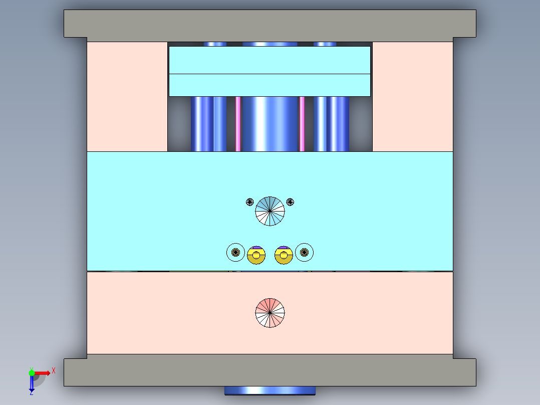 平板电脑转轴外壳注塑模具设计俯视图