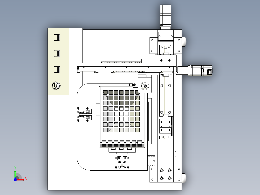 半自动打磨机三维建模图纸前视图