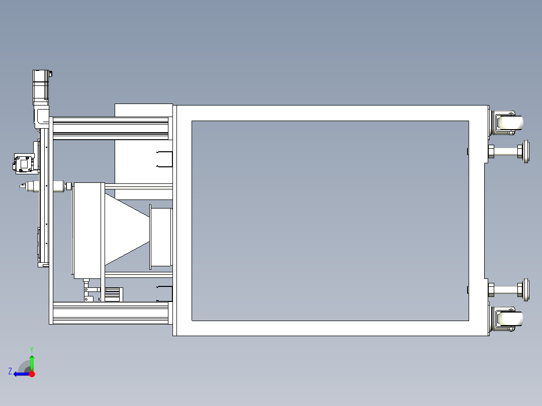 半自动打磨机三维建模图纸右视图
