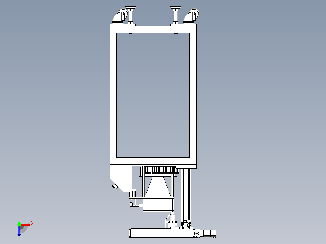 半自动打磨机三维建模图纸俯视图