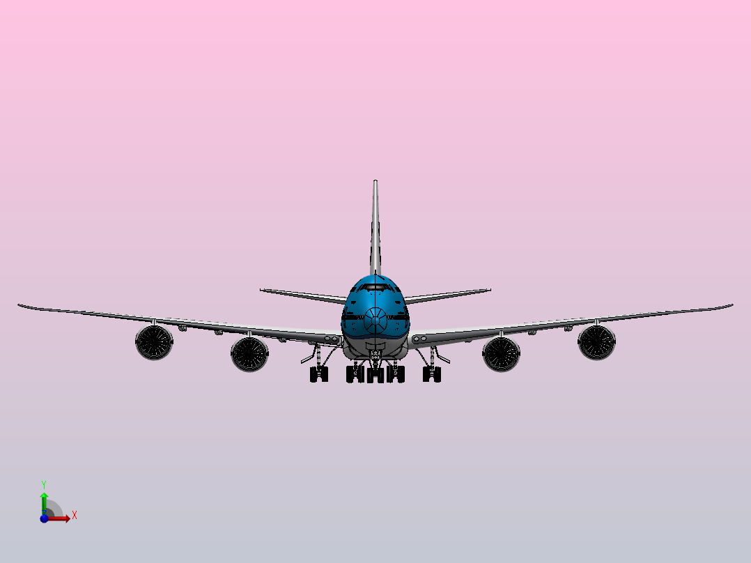 波音747-8飞机前视图