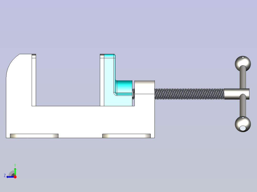 一款台虎钳夹具装配体模型右视图