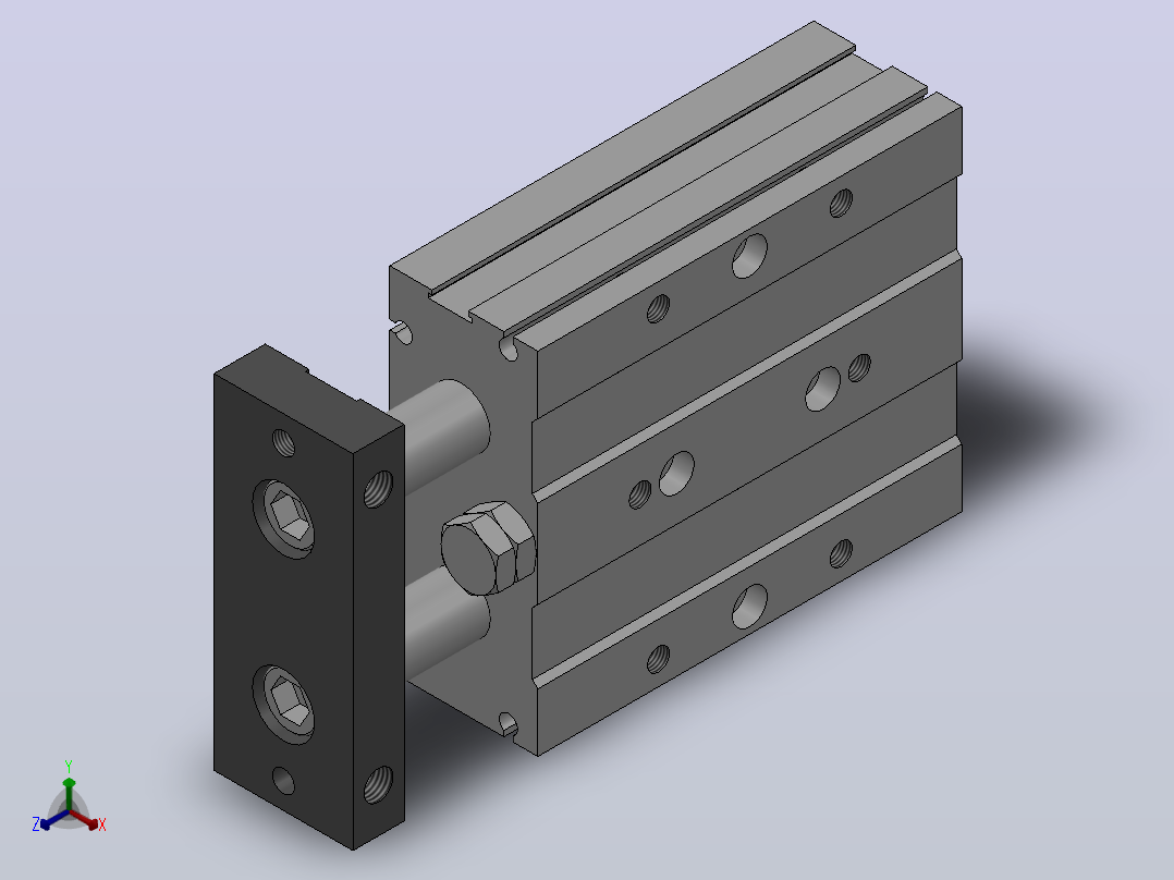 TD φ32双轴气缸[TD32×50-SD2]正等轴测图