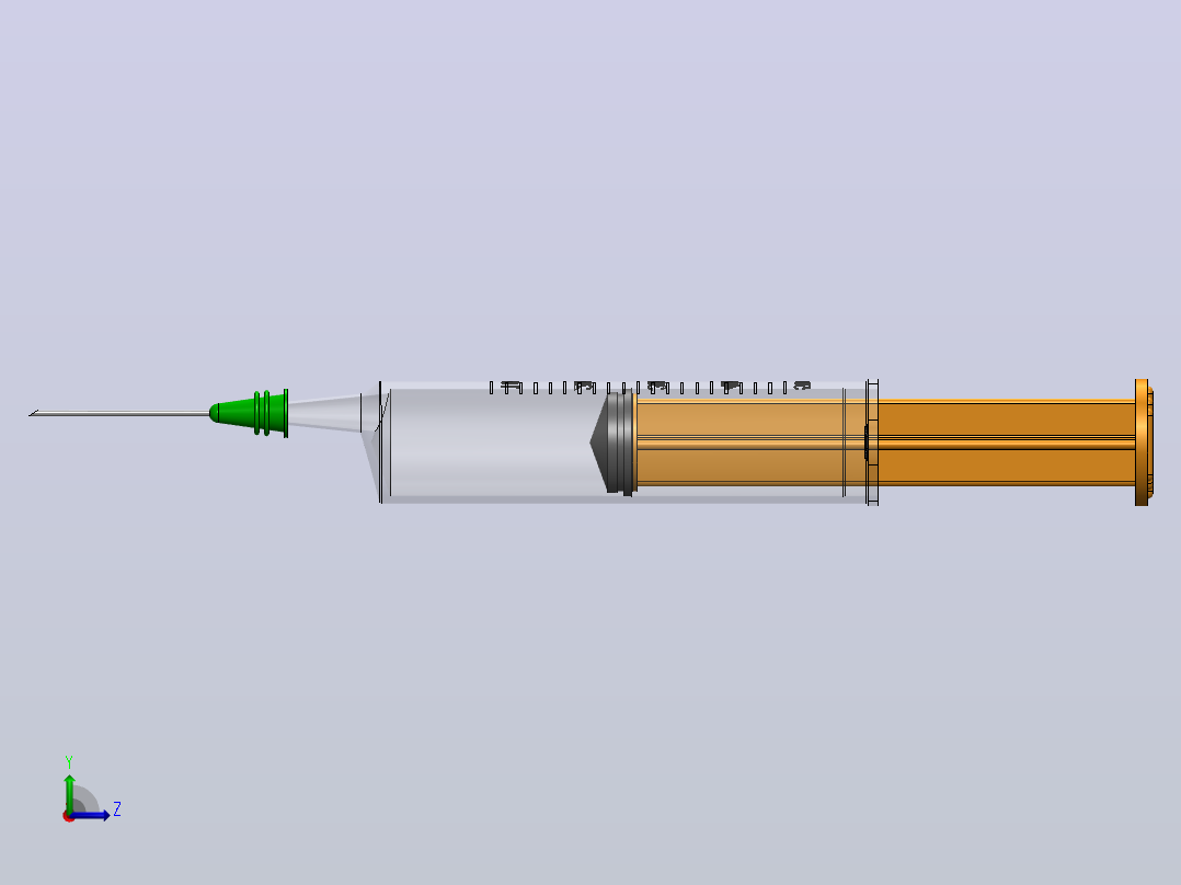 简易注射器外形模型3D图左视图