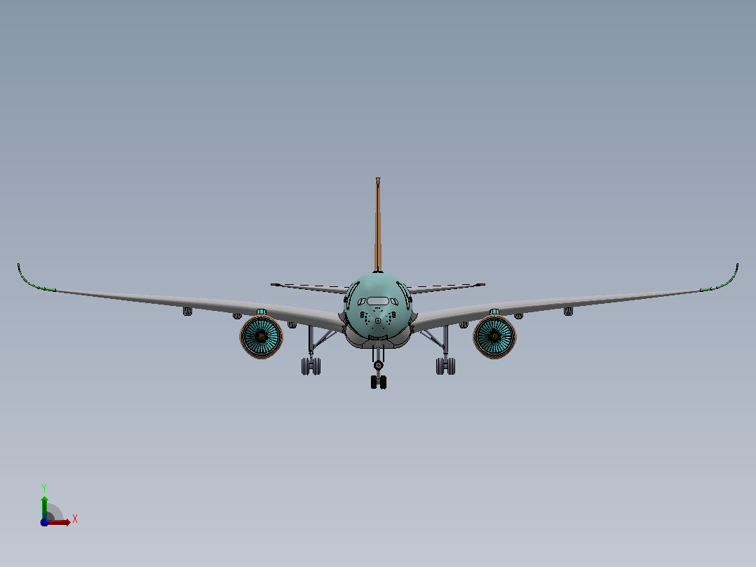 空客a350飞机前视图