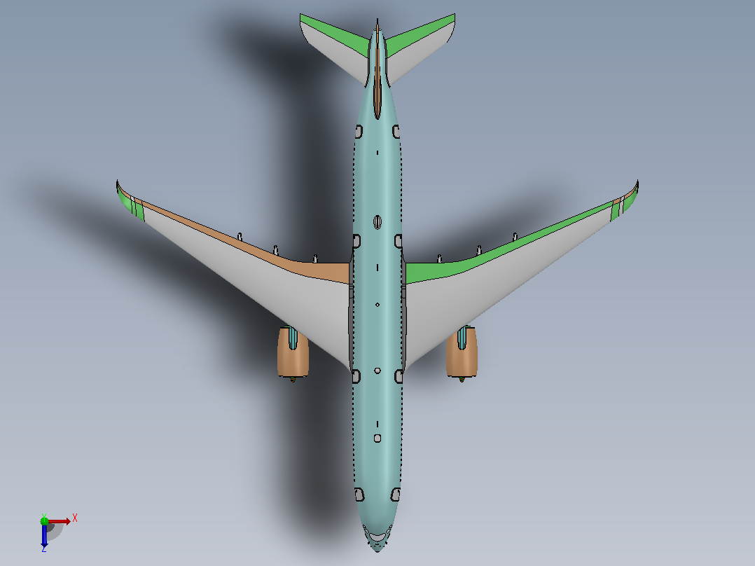 空客a350飞机俯视图