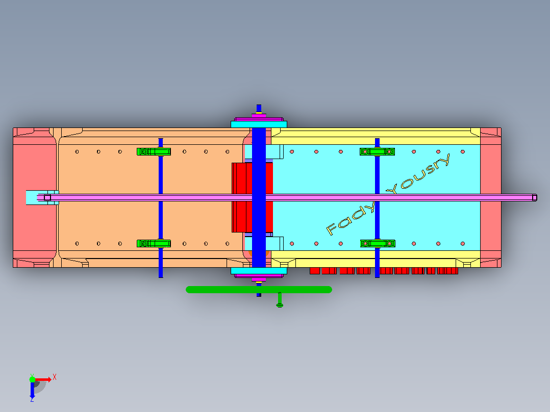 Bending Machine折弯机弯折机结构3D图纸 Solidworks设计俯视图
