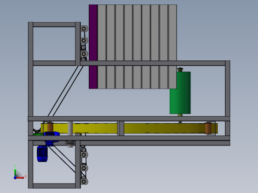 环形式缠绕机3D图纸 非标自动设计机械 夹心板打包机3d三维模型前视缩略图