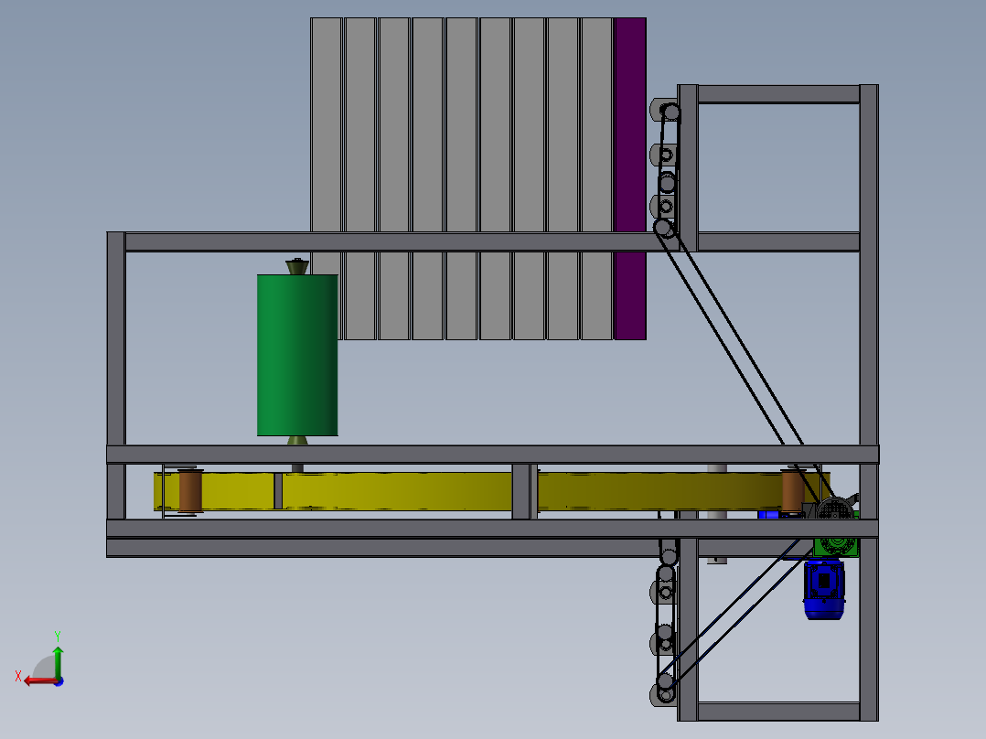 环形式缠绕机3D图纸 非标自动设计机械 夹心板打包机3d三维模型后视图
