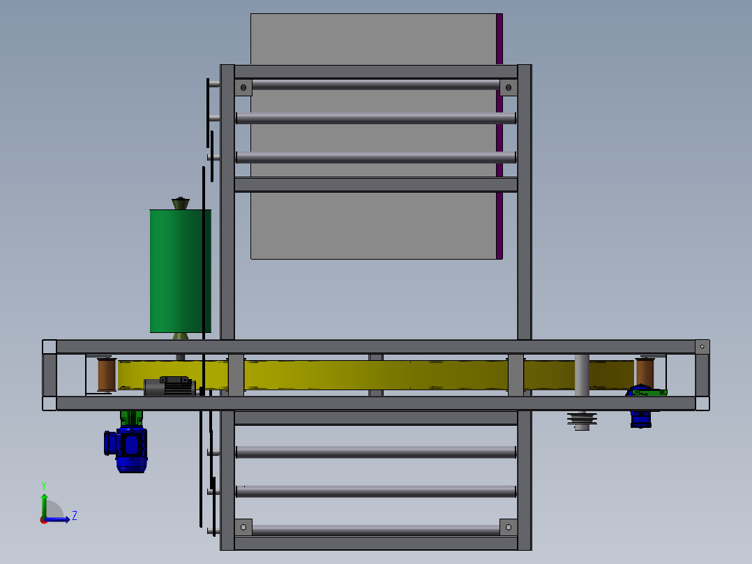 环形式缠绕机3D图纸 非标自动设计机械 夹心板打包机3d三维模型左视图