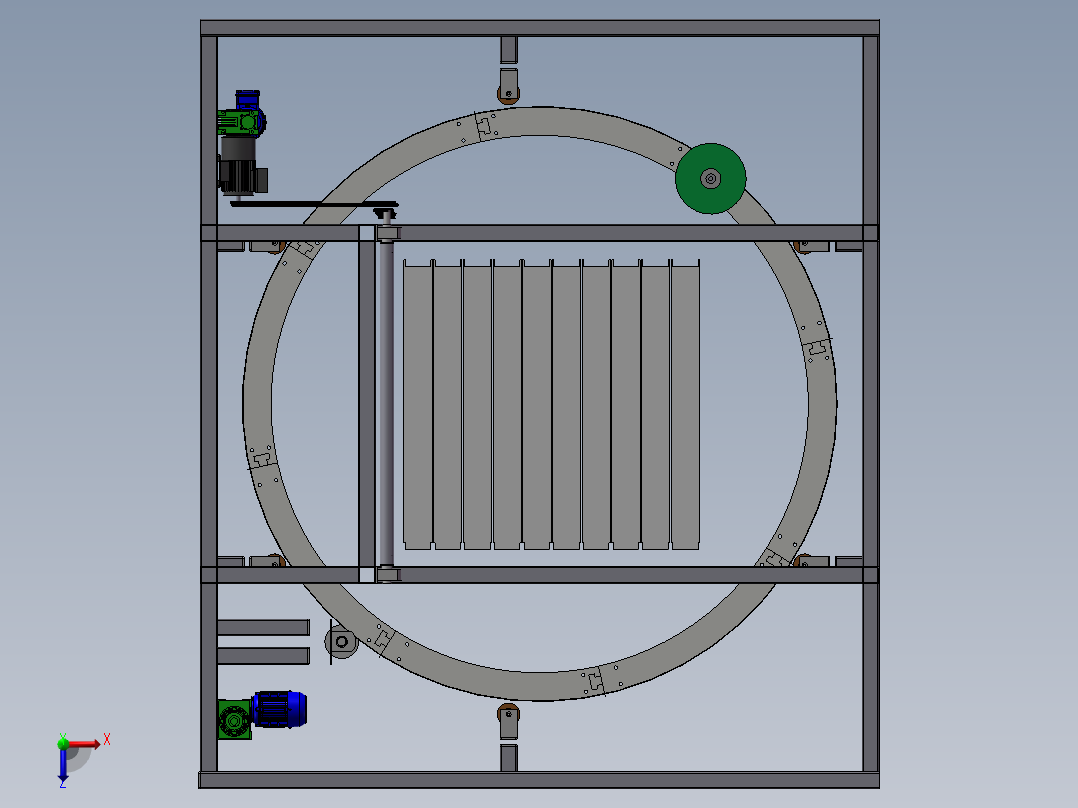 环形式缠绕机3D图纸 非标自动设计机械 夹心板打包机3d三维模型俯视图