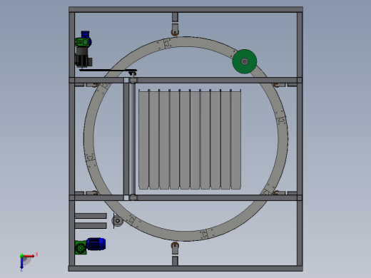 环形式缠绕机3D图纸 非标自动设计机械 夹心板打包机3d三维模型俯视缩略图