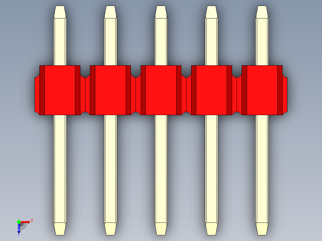 彩色公头100mil（2.54mm）系列-DS1021_red_3x05p_100mil_Type1_rev1.0俯视图