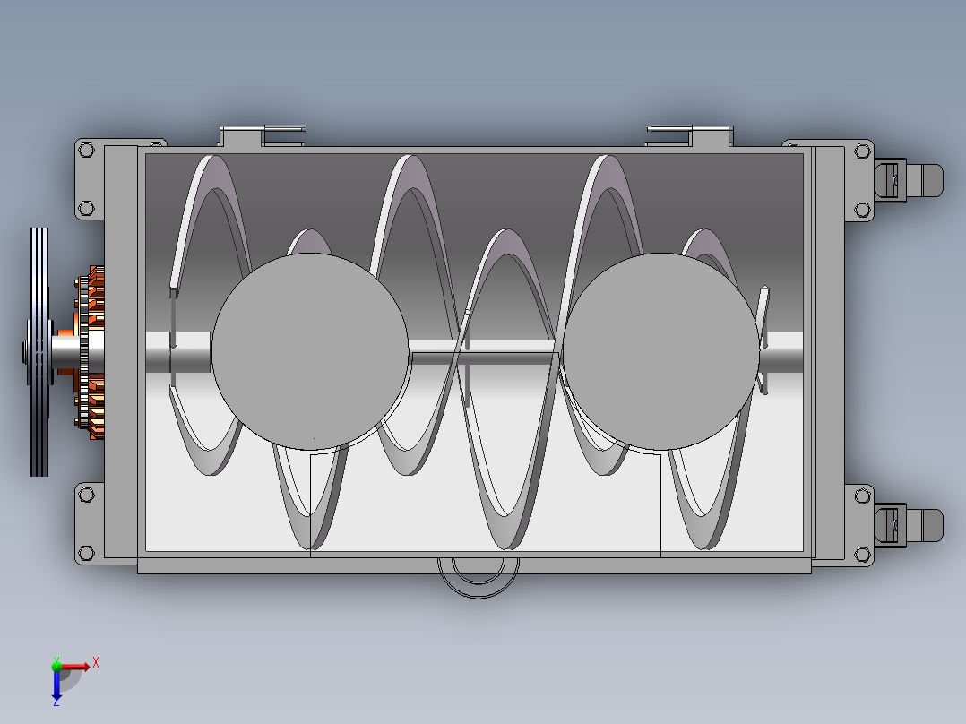 XL-卧式双螺带混合机设计【含三维SW+CAD图+文档】俯视图