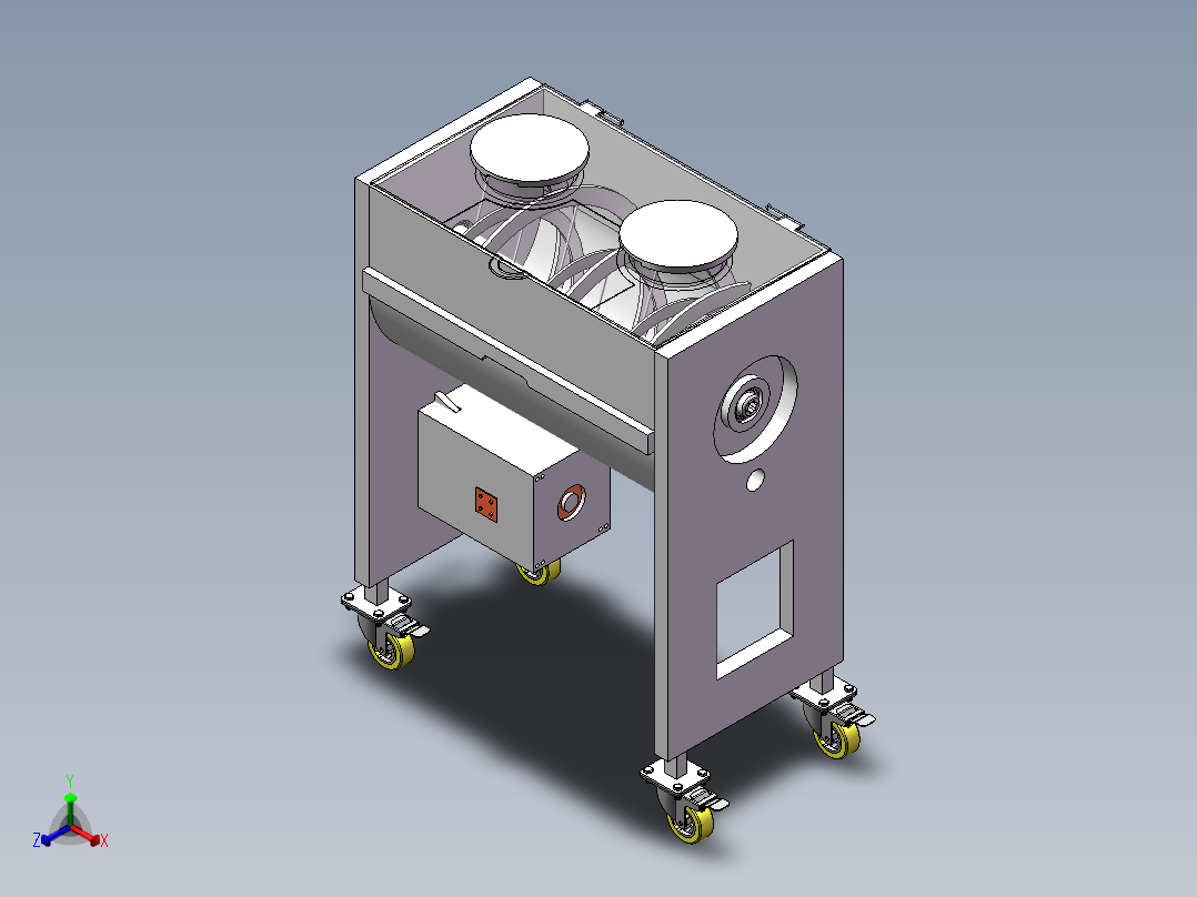 XL-卧式双螺带混合机设计【含三维SW+CAD图+文档】正等轴测图