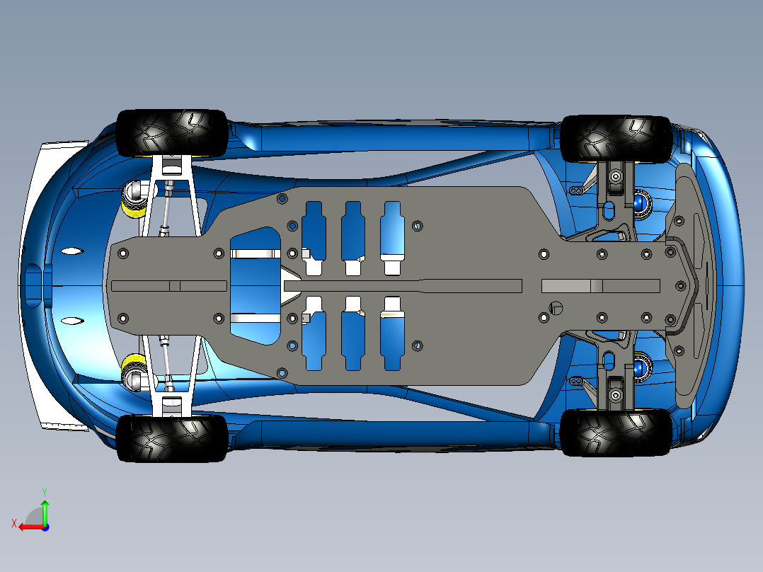 汽车外壳与底盘模型3D图纸 IGS格式后视图