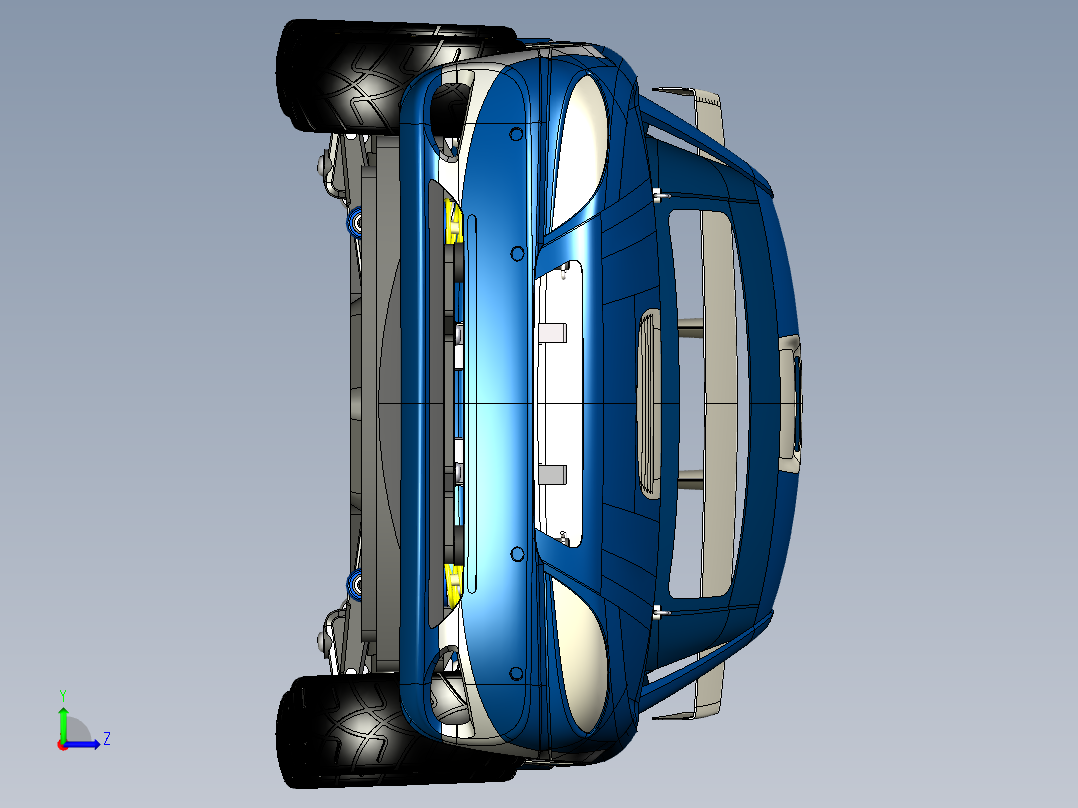 汽车外壳与底盘模型3D图纸 IGS格式左视图