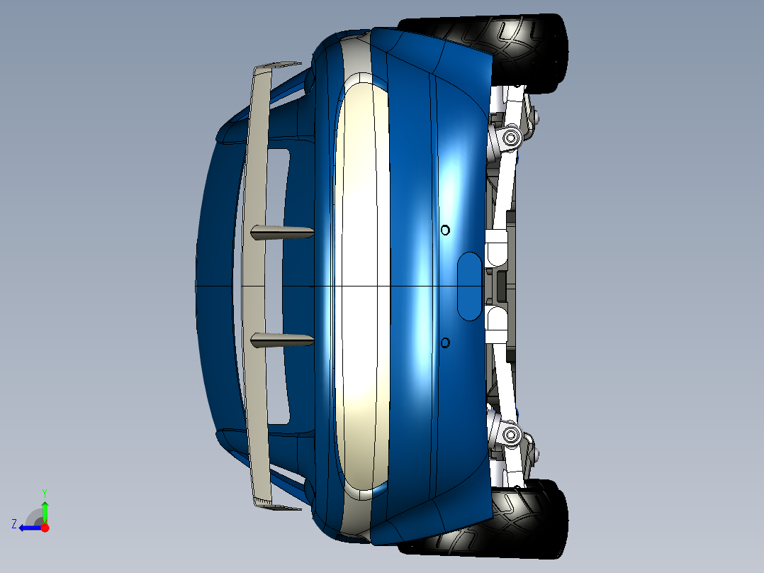 汽车外壳与底盘模型3D图纸 IGS格式右视图