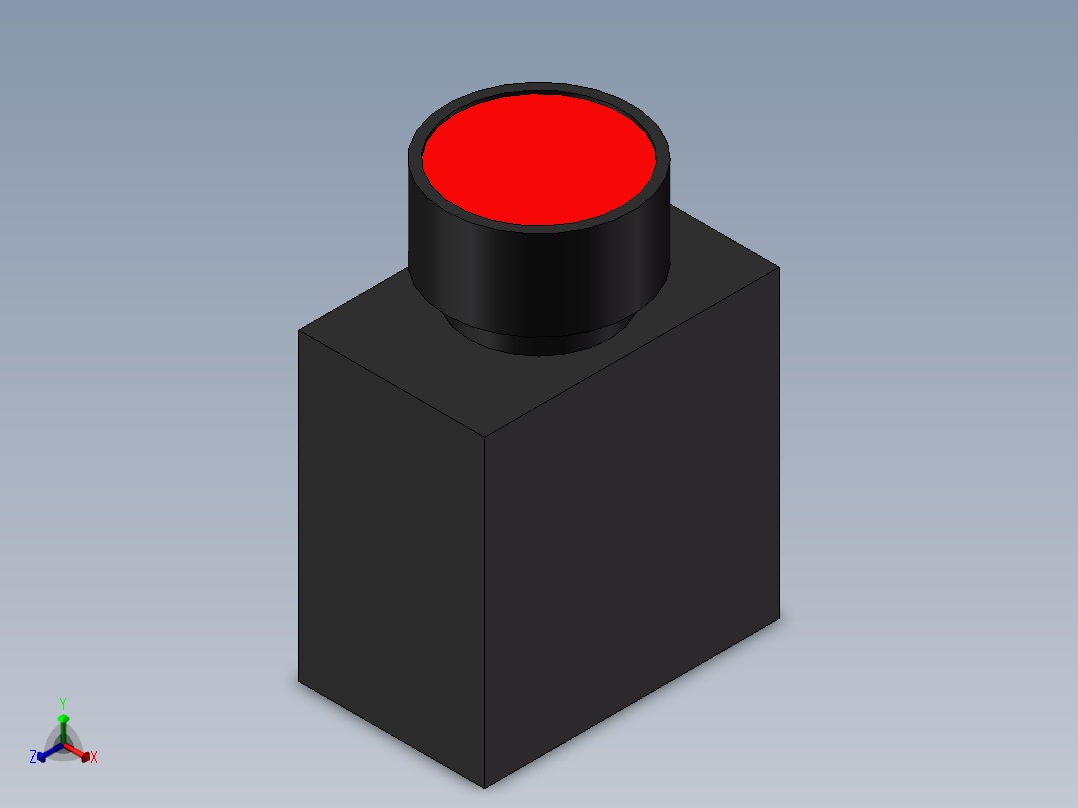 按钮（红色） B22-GA11-511-0_2正等轴测图