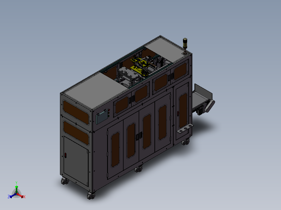 前盖裁胶摆盘机设备sw16可编辑正等轴测图