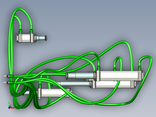 油缸与油管布局三维模型设计前视缩略图