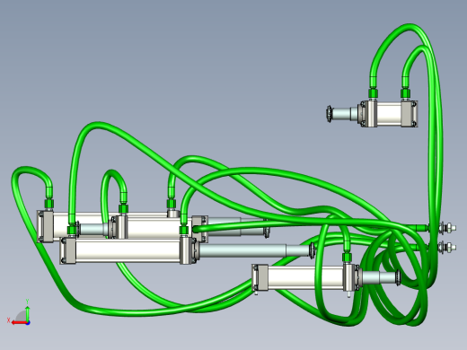油缸与油管布局三维模型设计后视缩略图