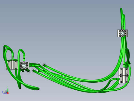 油缸与油管布局三维模型设计右视缩略图
