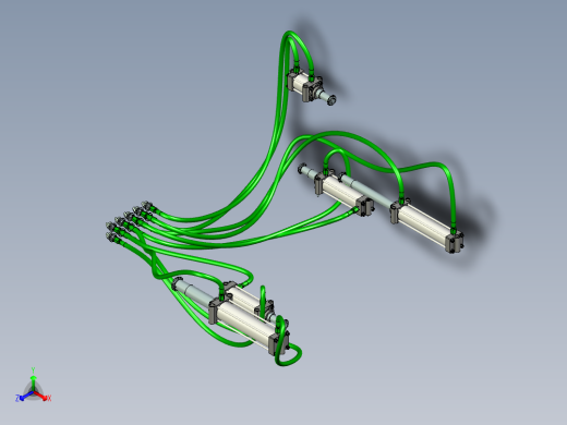 油缸与油管布局三维模型设计正等轴测缩略图