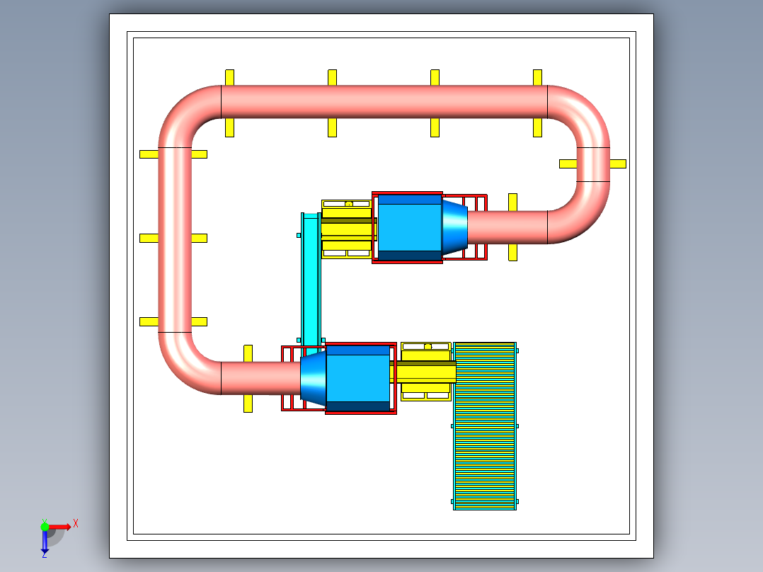 小麦自动烘干环形生产线设计俯视图