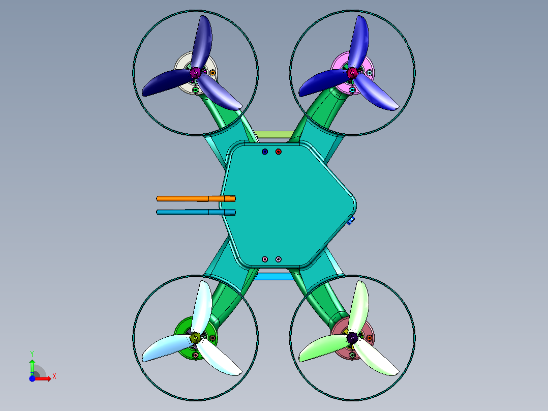 高空无人机辅助救援装备前视图