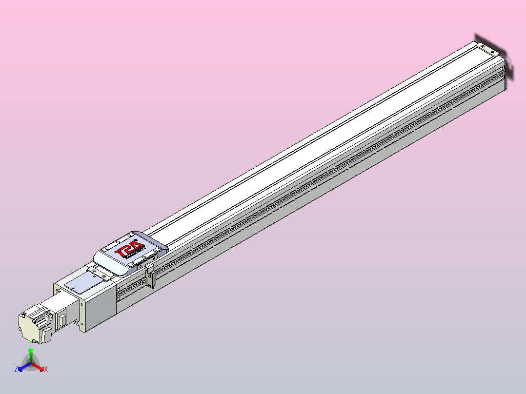 滚珠丝杠直线轴带导轨全封闭TPA-HCR-65S-1610C-L650-M-Y-P10-N3正等轴测图