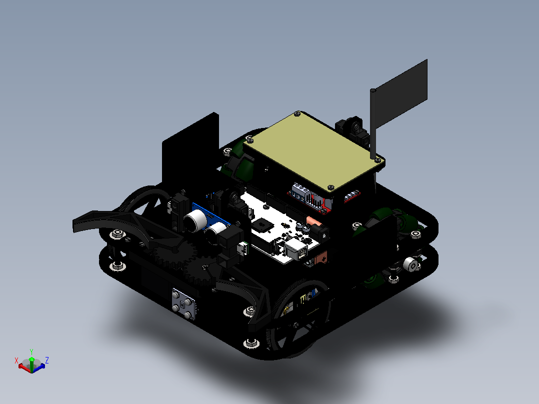 Marvin万向轮机器人车(Arduino系统)结构主视图