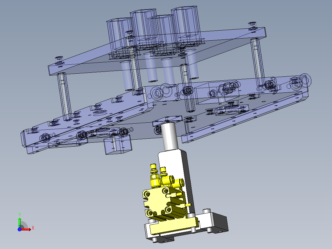 上推定位用支承机构前视图