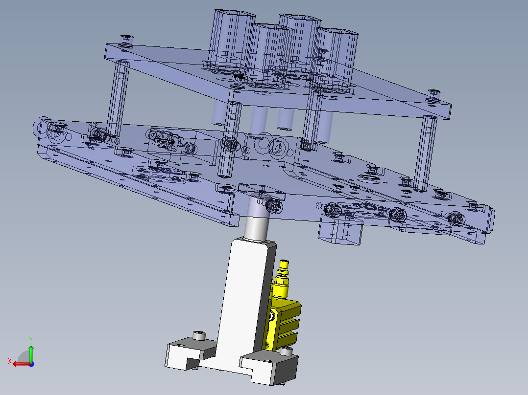 上推定位用支承机构后视图